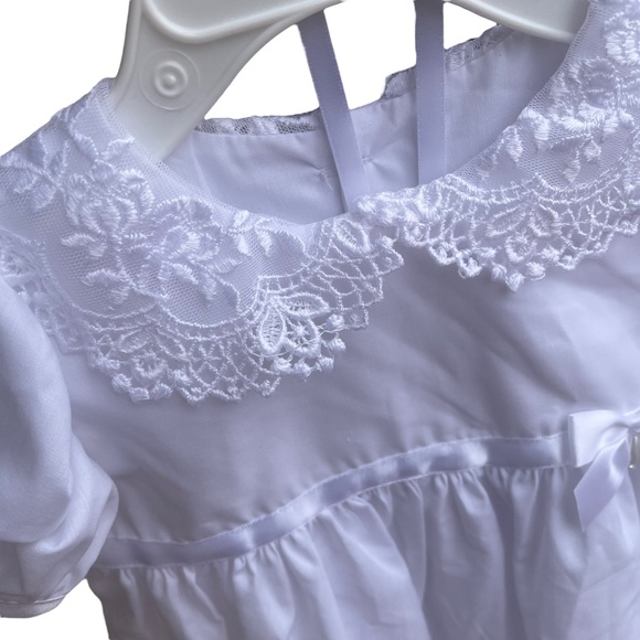 Baby Little Things Mean A Lot Christening Gown & Bonnet Set Sz 6 Months - Picture 5 of 14